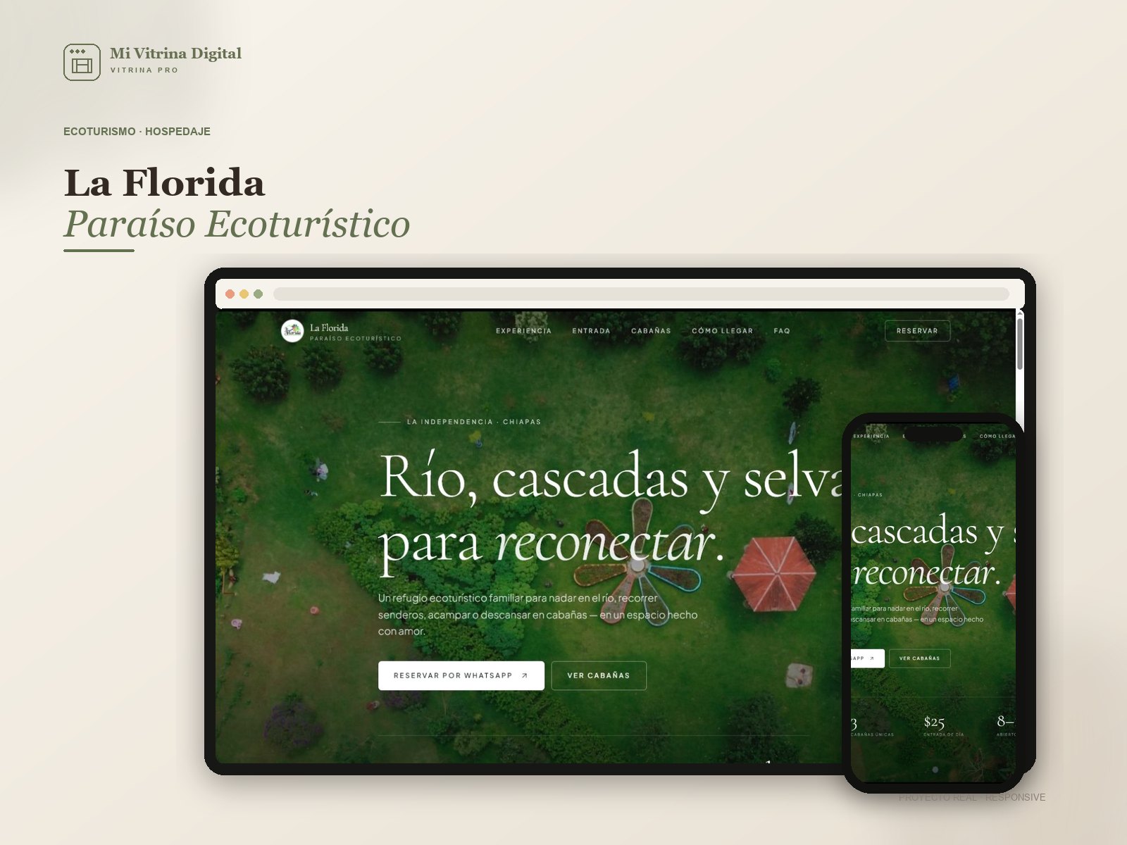 Captura real del sitio web de La Florida Paraíso Ecoturístico
